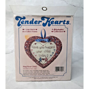 Vintage Dimensions Tender Hearts Cross Stitch Kit HUG YOUR CHILD Calico Frame